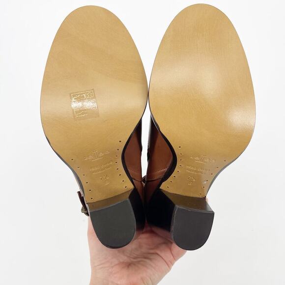 Lucchese Lucia Saddle Brown Leather Buckle Western Ankle Bootie Boot size 7.5 - Picture 10 of 12